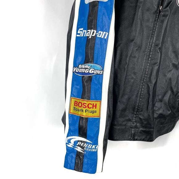 Nascar Leather Jacket Ryan Newman Black Alltel Full Zip Racing Sz 3XL Men - Picture 5 of 11